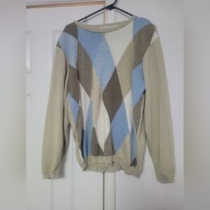 Vintage Argyle Sweater in Blue and Brown